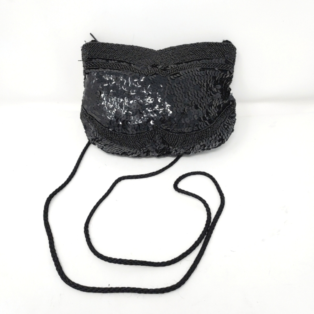 ⭐️5/$20 Black Beaded & Sequins Special Occasion Bag - Picture 1 of 6